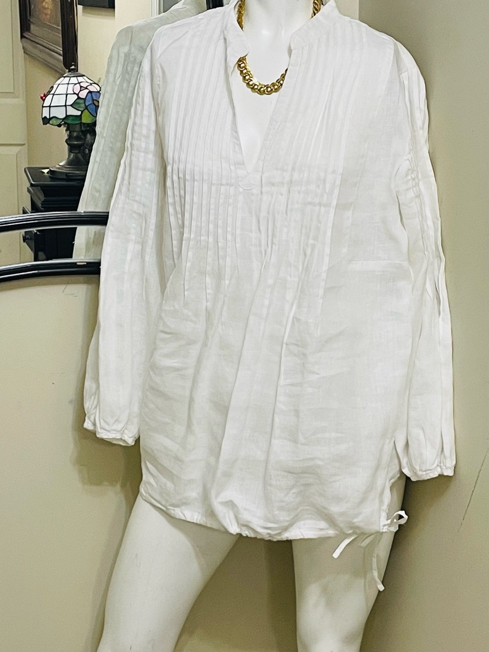 Classic White Pintuck Pullover Top